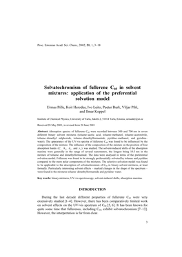 Solvatochromism of Fullerene C60 in Solvent Mixtures: Application of the Preferential Solvation Model