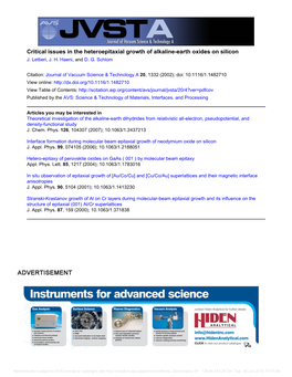 Critical Issues in the Heteroepitaxial Growth of Alkaline-Earth Oxides on Silicon J