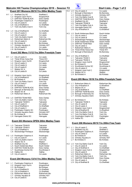 Malcolm Hill Teams Championships 2019