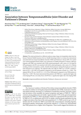 Association Between Temporomandibular Joint Disorder and Parkinson’S Disease