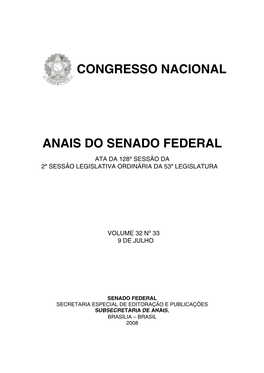 Congresso Nacional Anais Do Senado Federal