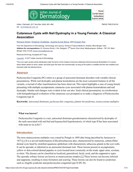 Cutaneous Cysts with Nail Dystrophy in a Young Female: a Classical Association