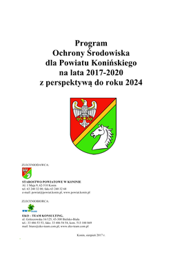 Program Ochrony Środowiska Dla Powiatu Konińskiego Na Lata 2017-2020 Z Perspektywą Do Roku 2024