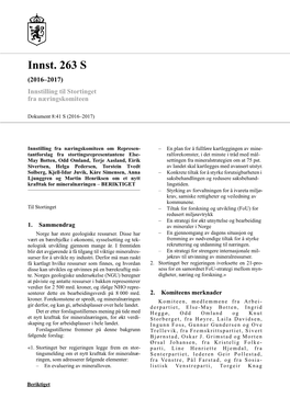 Innst. 263 S (2016–2017) Innstilling Til Stortinget Fra Næringskomiteen