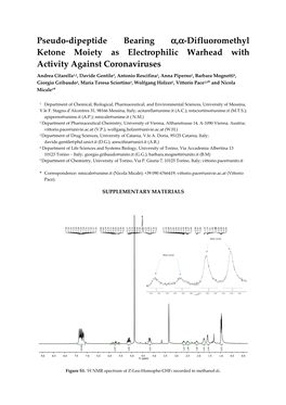 Pseudo-Dipeptide Bearing Α,Α-Difluoromethyl Ketone Moiety As Electrophilic Warhead with Activity Against Coronaviruses