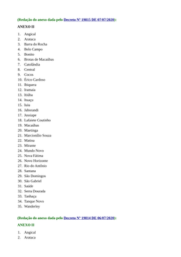 ANEXO II 1. Angical 2. Arataca 3. Barra Do Rocha 4. Belo Campo 5
