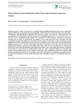 Plant Maturity and Vernalization Affect Flowering in Dianthus Japonicus Thunb