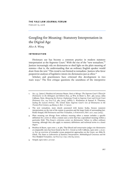 Googling for Meaning: Statutory Interpretation in the Digital Age Alice A