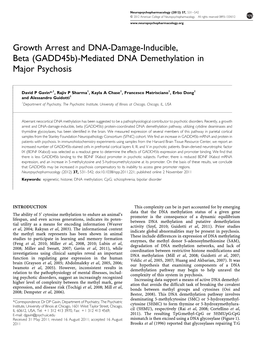 (Gadd45b)-Mediated DNA Demethylation in Major Psychosis