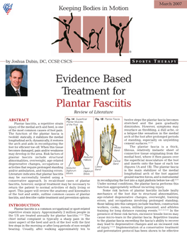 Evidence Based Treatment for Plantar Fasciitis Review of Literature