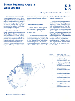 Stream Drainage Areas in West Virginia