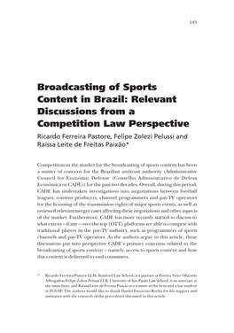 Broadcasting of Sports Content in Brazil