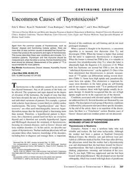 Uncommon Causes of Thyrotoxicosis*