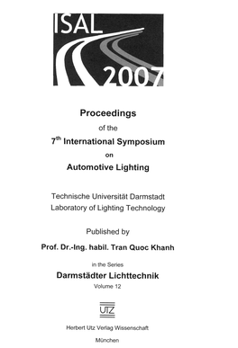Proceedings Ofthe 7Th International Symposium on Automotive Lighting