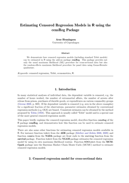 Censored Regression Models in R Using the Censreg Package