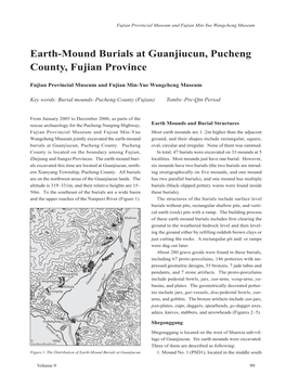 Earth-Mound Burials at Guanjiucun, Pucheng County, Fujian Province