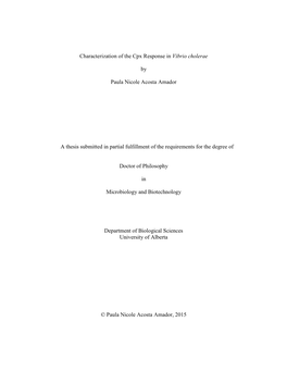 Characterization of the Cpx Response in Vibrio Cholerae