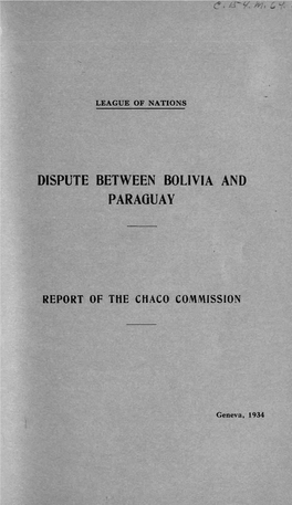 Dispute Between Bolivia and Paraguay