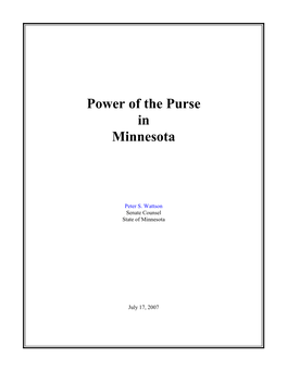 Power of the Purse in Minnesota