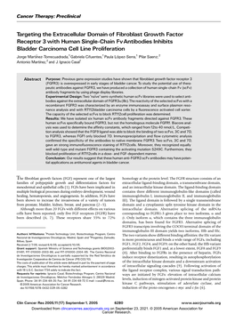 Targeting the Extracellular Domain of Fibroblast Growth Factor Receptor 3 with Human Single-Chain Fv Antibodies Inhibits Bladder Carcinoma Cell Line Proliferation