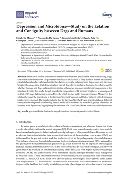 Depression and Microbiome—Study on the Relation and Contiguity Between Dogs and Humans