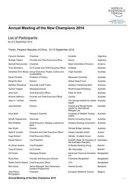 Annual Meeting of the New Champions 2014 List of Participants