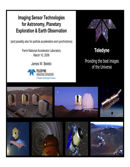 Imaging Sensor Technologies for Astronomy, Planetary Exploration & Earth Observation