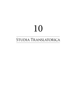 Studia Translatorica Vol. 10