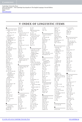 V·Index of Linguistic Items