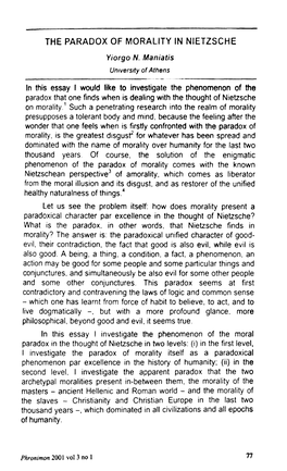 The Paradox of Morality in Nietzsche