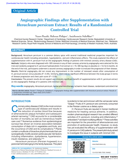 Angiographic Findings After Supplementation with Heracleum Persicum Extract: Results of a Randomized Controlled Trial