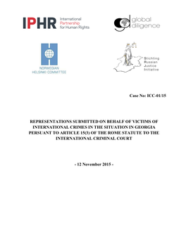 Case No: ICC-01/15 REPRESENTATIONS SUBMITTED