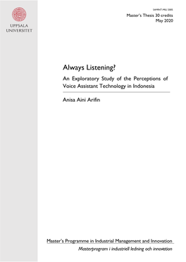 Always Listening? an Exploratory Study of the Perceptions of Voice Assistant Technology in Indonesia