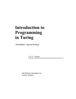 Introduction to Programming in Turing