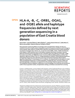 C, -DRB1, -DQA1, and -DQB1 Allele and Haplotype Frequencies