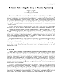 Notes on Methodology for Study of Amanita