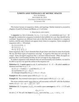 Limits and Topology of Metric Spaces