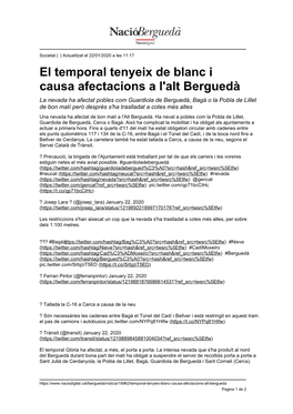 El Temporal Tenyeix De Blanc I Causa Afectacions a L'alt Berguedà