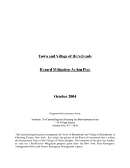 Town and Village of Horseheads Hazard Mitigation Action Plan, October 2004 Page I