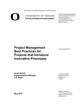 Project Management Best Practices for Projects That Introduce Innovative Processess