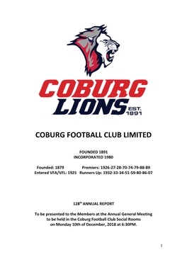 2018 Coburg FC Annual Report