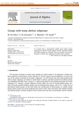 Groups with Many Abelian Subgroups ∗ M