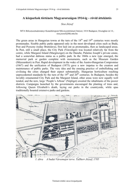 A Közparkok Története Magyarországon 1914-Ig – Rövid Áttekintés 25