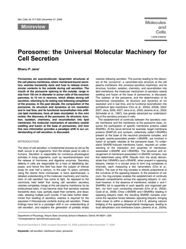 Porosome: the Universal Molecular Machinery for Cell Secretion