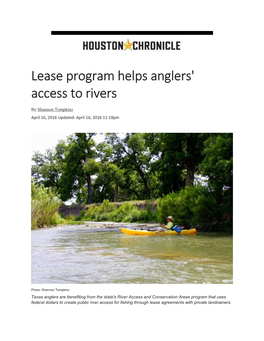 Lease Program Helps Anglers' Access to Rivers