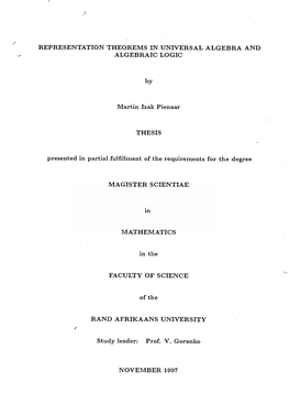 Representation Theorems in Universal Algebra and Algebraic Logic