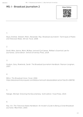 MS: I - Broadcast Journalism 2 | Bournemouth University