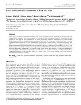 Stevia and Saccharin Preferences in Rats and Mice