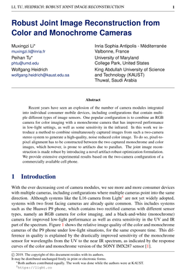 Robust Joint Image Reconstruction from Color and Monochrome Cameras