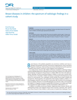 Breast Diseases in Children: the Spectrum of Radiologic Findings in a Cohort Study